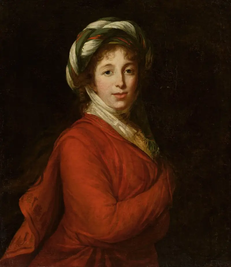 Porträtt av en kvinna i turban av Elisabeth Louise Vigée Le Brun