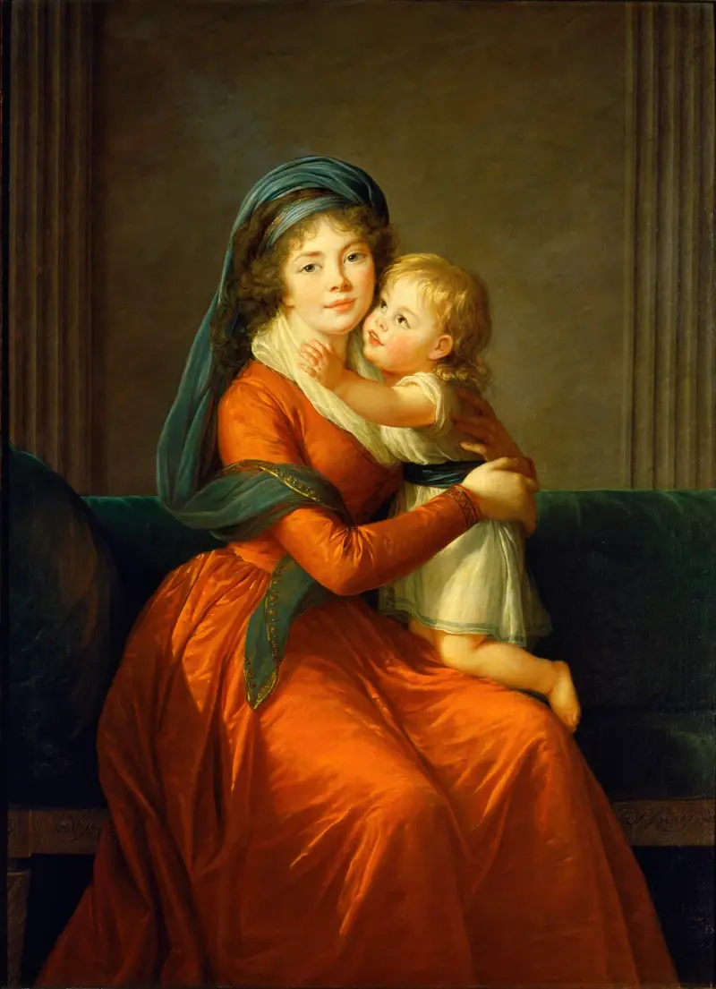 Porträtt av prinsessan Alexandra Golitsyna och hennes son Piotr av Elisabeth Louise Vigée Le Brun