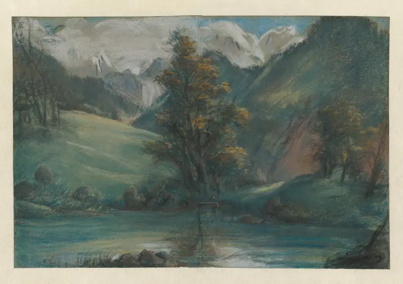Utsikt över sjön vid Challes och Mont Blanc av Elisabeth Louise Vigée Le Brun