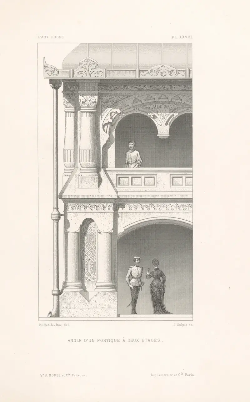 Winkel eines zweistöckigen Portikus von Eugène-Emmanuel Viollet-le-Duc