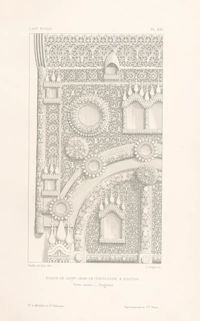 Sankt Johannes teologens kyrka i Rostov. Den heliga porten; fragment av Eugène-Emmanuel Viollet-le-Duc