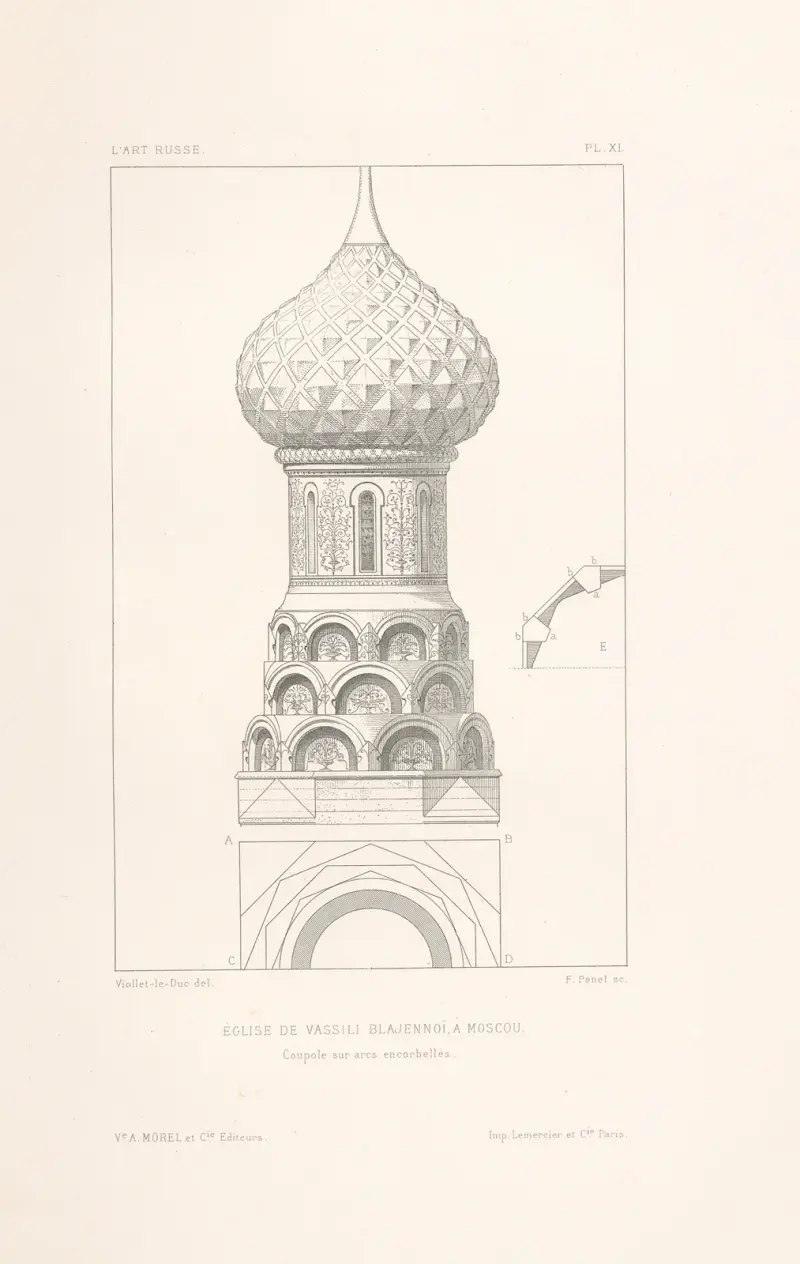 Kirche des Basilius des Seligen in Moskau. — Kuppel auf überkragenden Bögen von Eugène-Emmanuel Viollet-le-Duc