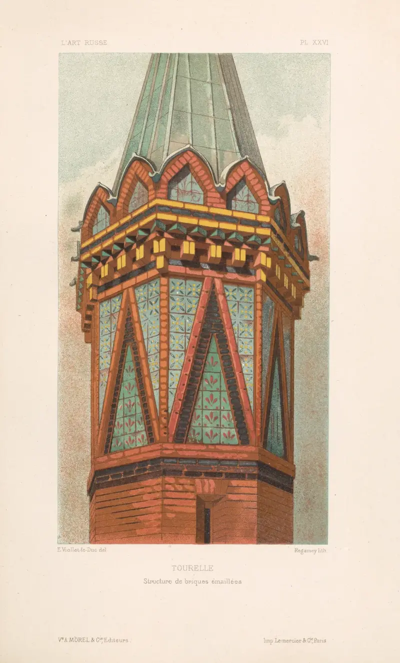 Wieżyczka. — Struktura z emaliowanych cegieł, Eugène-Emmanuel Viollet-le-Duc