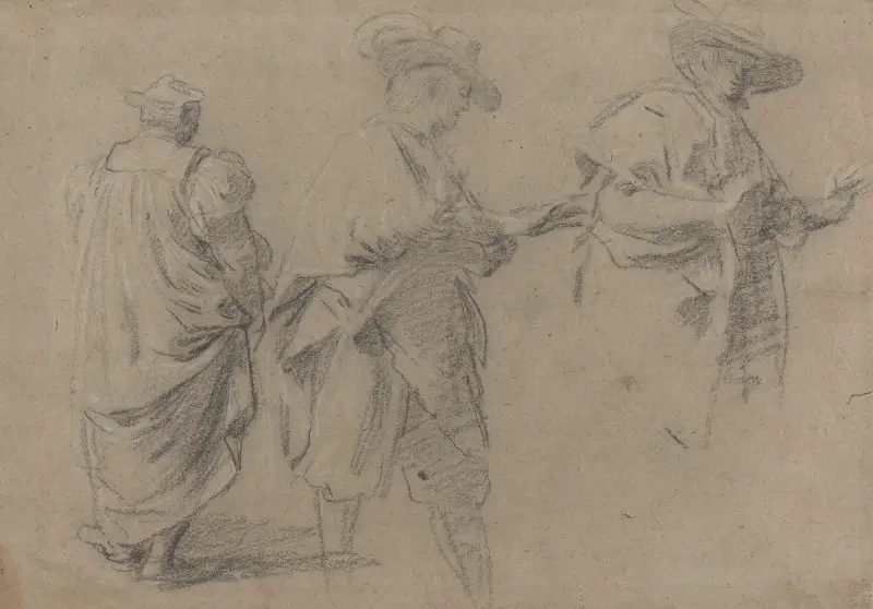 Ein Richter und zwei Herren als Anwälte von Eustache Le Sueur