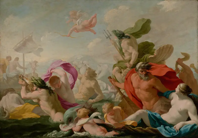 Havsgudar hyllar kärleken av Eustache Le Sueur