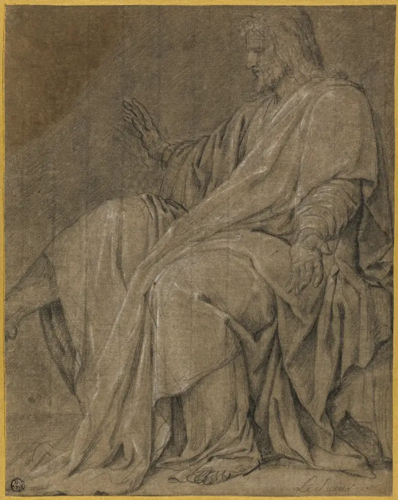 Study for Saint Louis Healing the Sick av Eustache Le Sueur