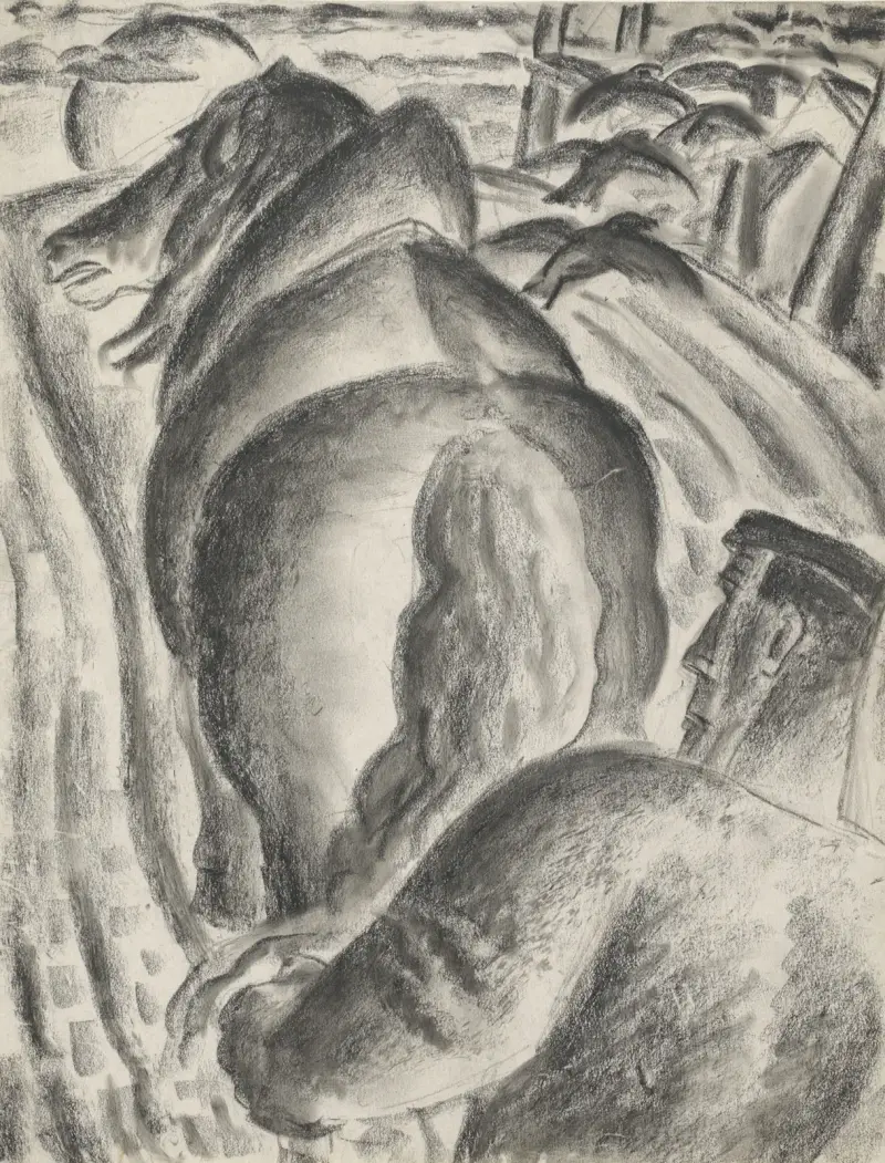 Bauer mit Pflug und Zugpferd von Leo Gestel