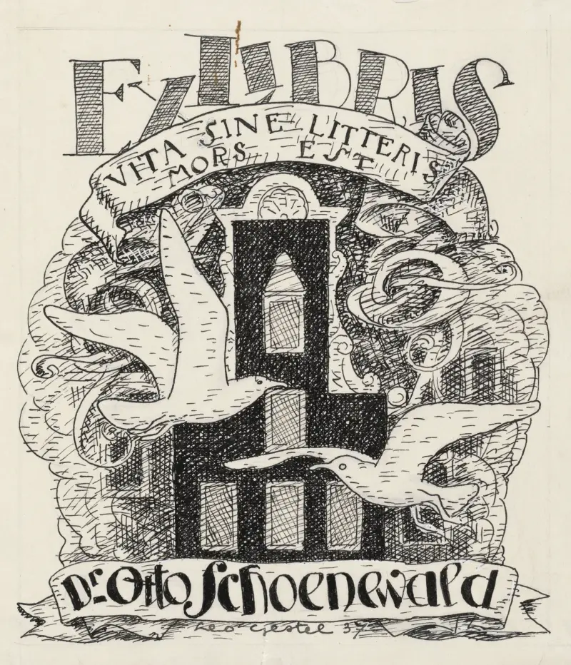 Ontwerp ex libris voor Dr. Otto Schoenewald av Leo Gestel
