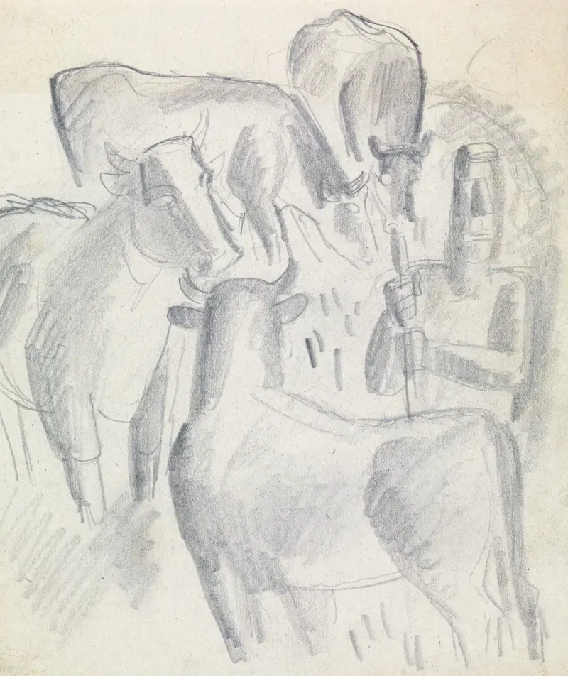 Fyra kor och en bonde av Leo Gestel