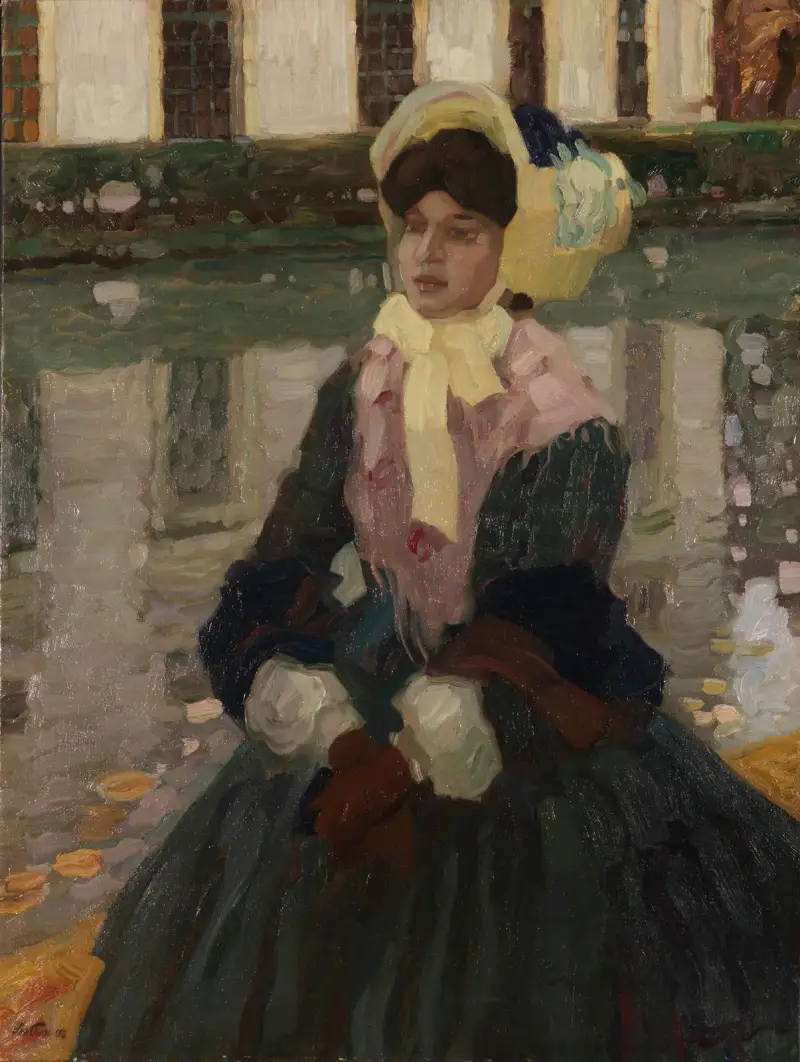 Porträtt av Veronika Kirmaier i Schleissheimer-trädgården av Leo Putz