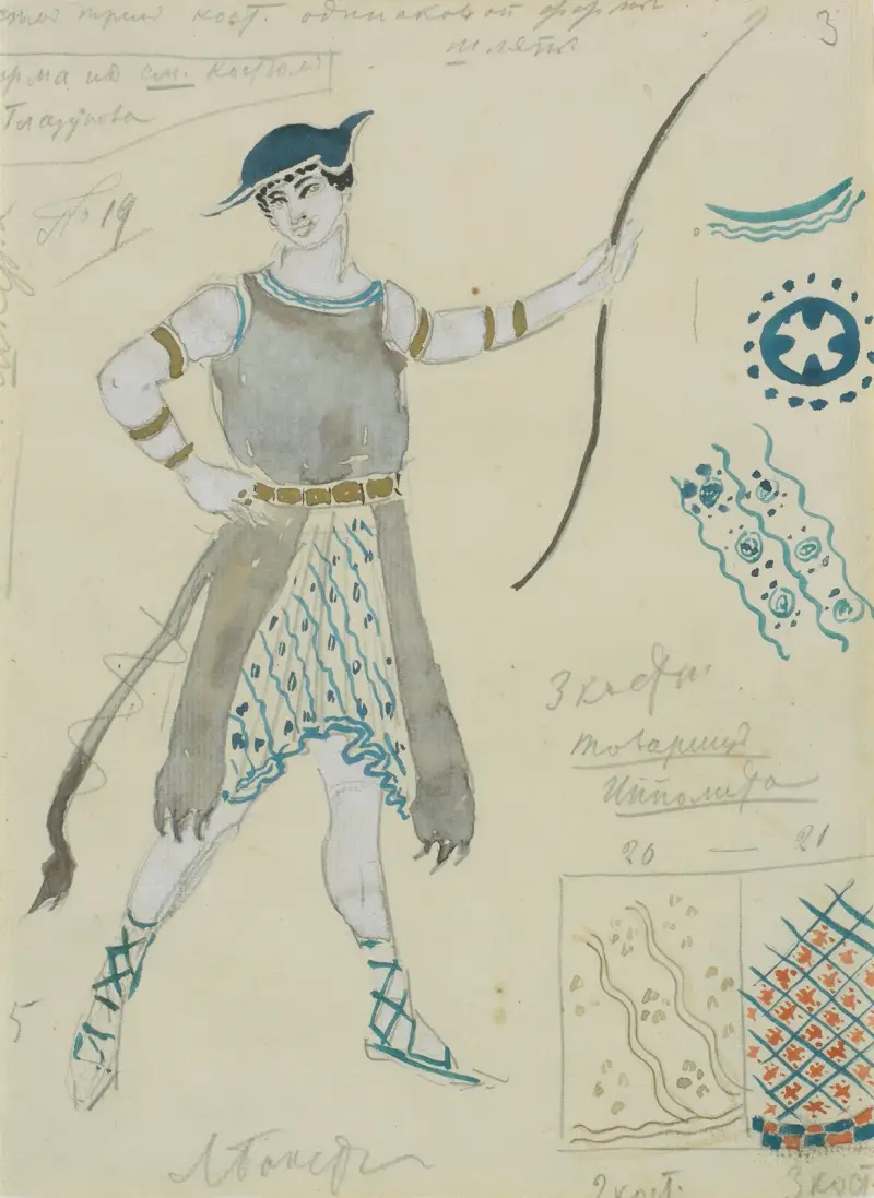 Kostümentwurf für Hyppolite von Léon Bakst