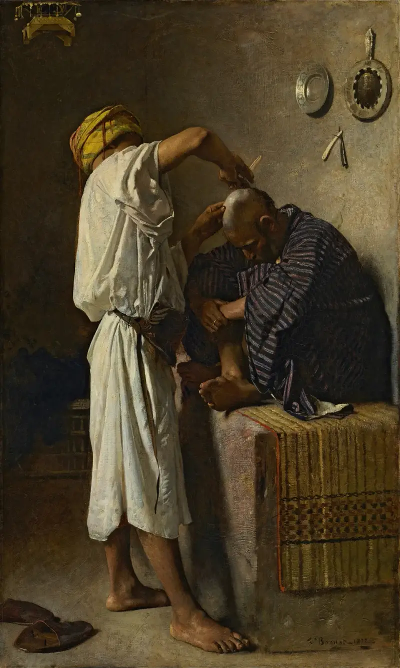 An oriental barbershop av Léon Bonnat
