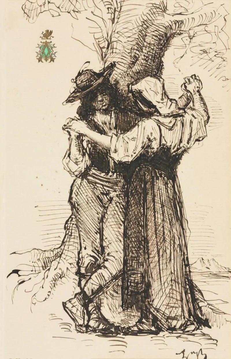 Couple Courting by a Tree av Léon Bonnat
