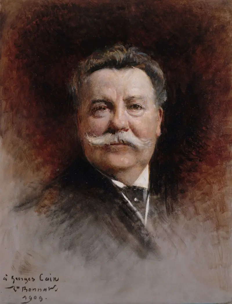 Porträtt av Georges Cain (1853–1919), målare och författare av Léon Bonnat