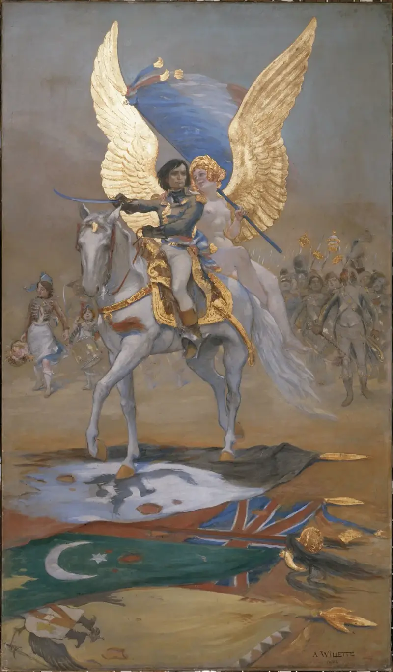 Till Bonaparte. Skylt till Lempereur-huset, tidigare vid Rue Bonaparte. av Adolphe Léon Willette