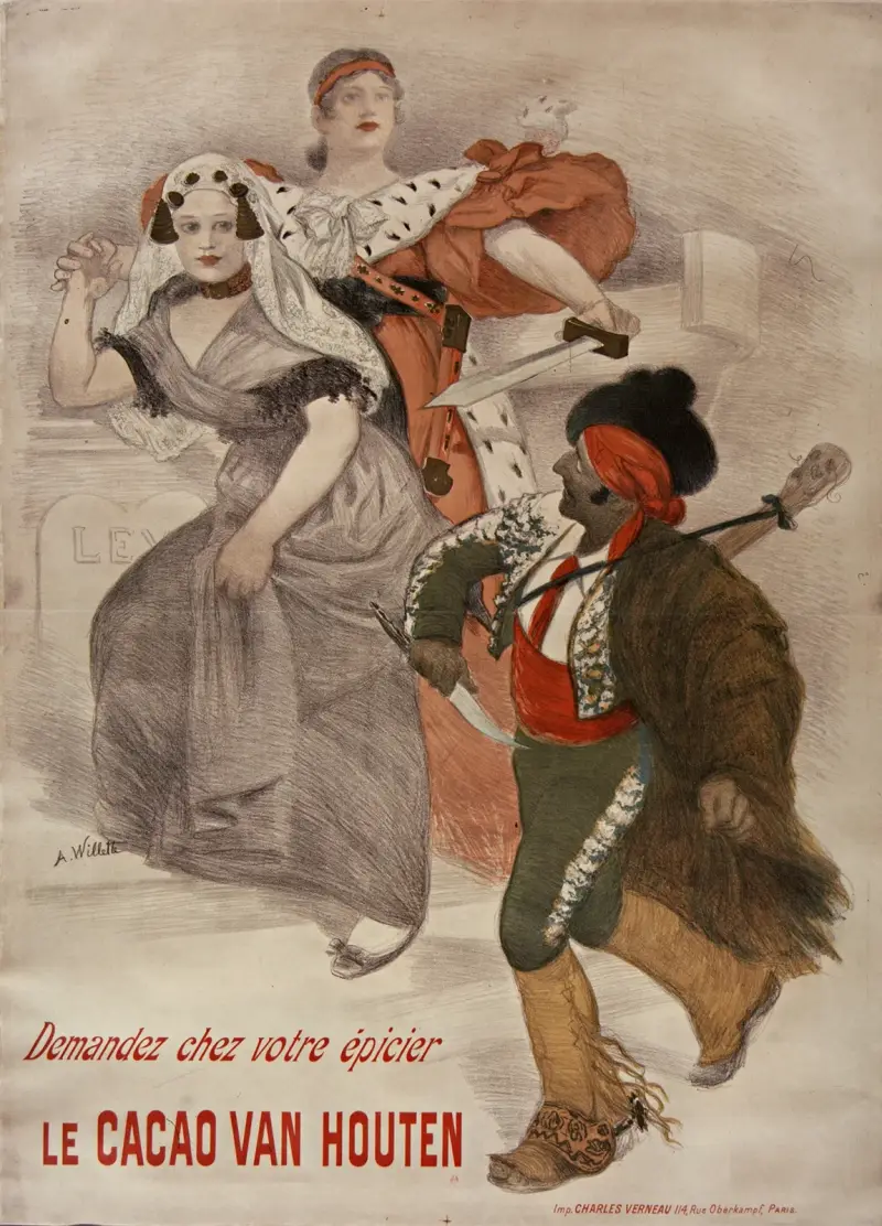 Fråga din specerihandlare efter Van Houten-kakao, 1894 – nr 1 av Adolphe Léon Willette