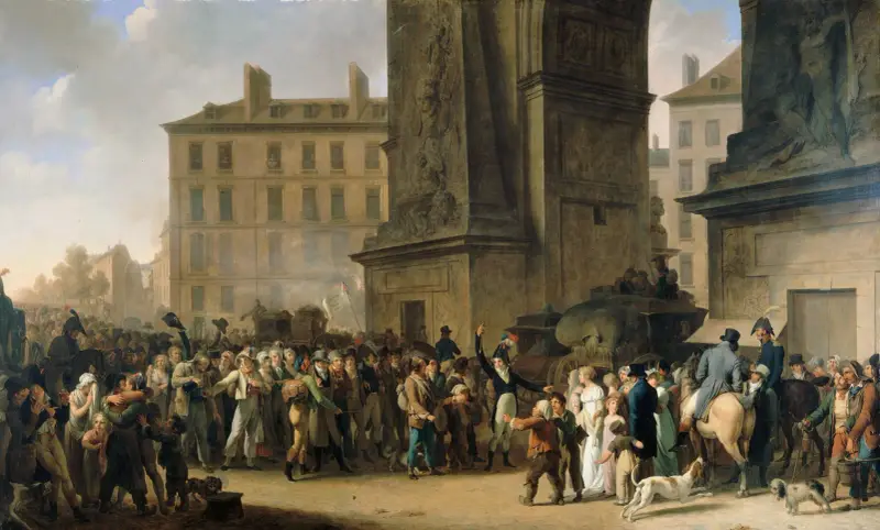 Die Rekruten von 1807 ziehen an der Porte Saint-Denis vorbei von Louis-Léopold Boilly