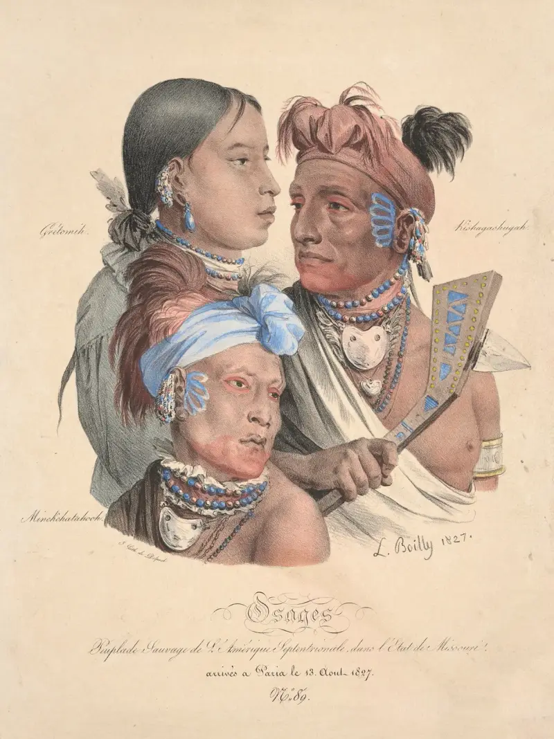 Osager, primitiva stammar i Nordamerika, i delstaten Missouri av Louis-Léopold Boilly