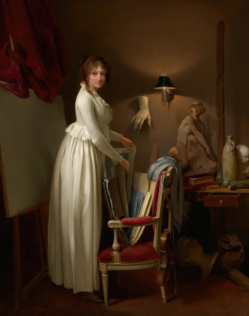 Konstnärens hustru i hans ateljé av Louis-Léopold Boilly