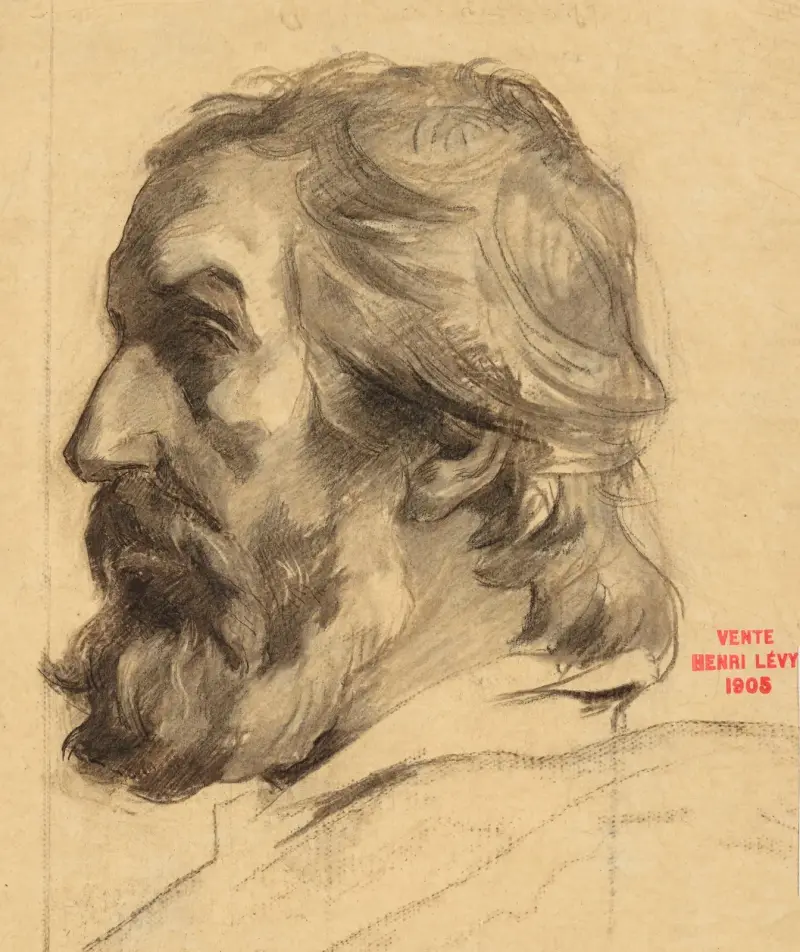 Studie av manshuvud i profil av Henri Leopold Lévy
