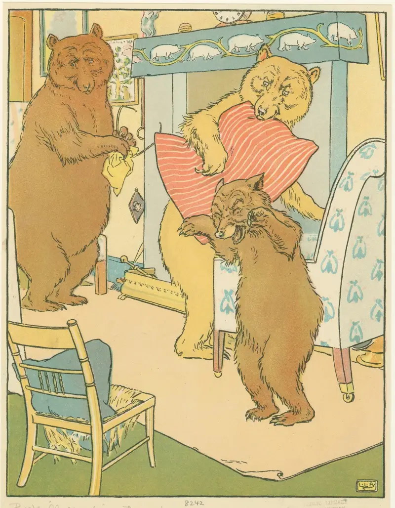 Lilla björnen ser sin trasiga stol av Leonard Leslie Brooke