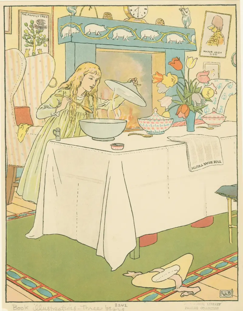 Goldilocks smakar gröten av Leonard Leslie Brooke