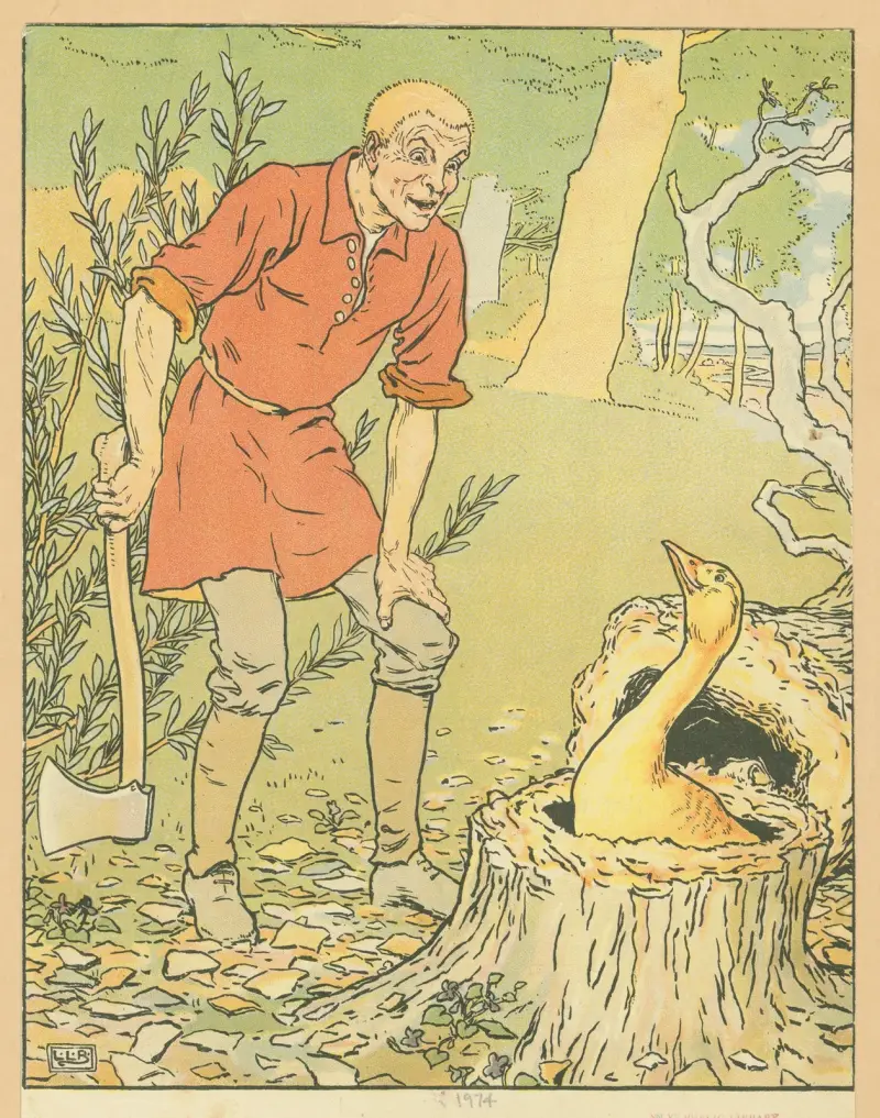 Dummerjöns hittar gåsen som värper guldägg av Leonard Leslie Brooke