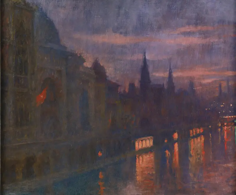 Blick von der Pont des Invalides zur Pont de l’Alma, Weltausstellung, Paris 1900 von Lucien Lévy-Dhurmer