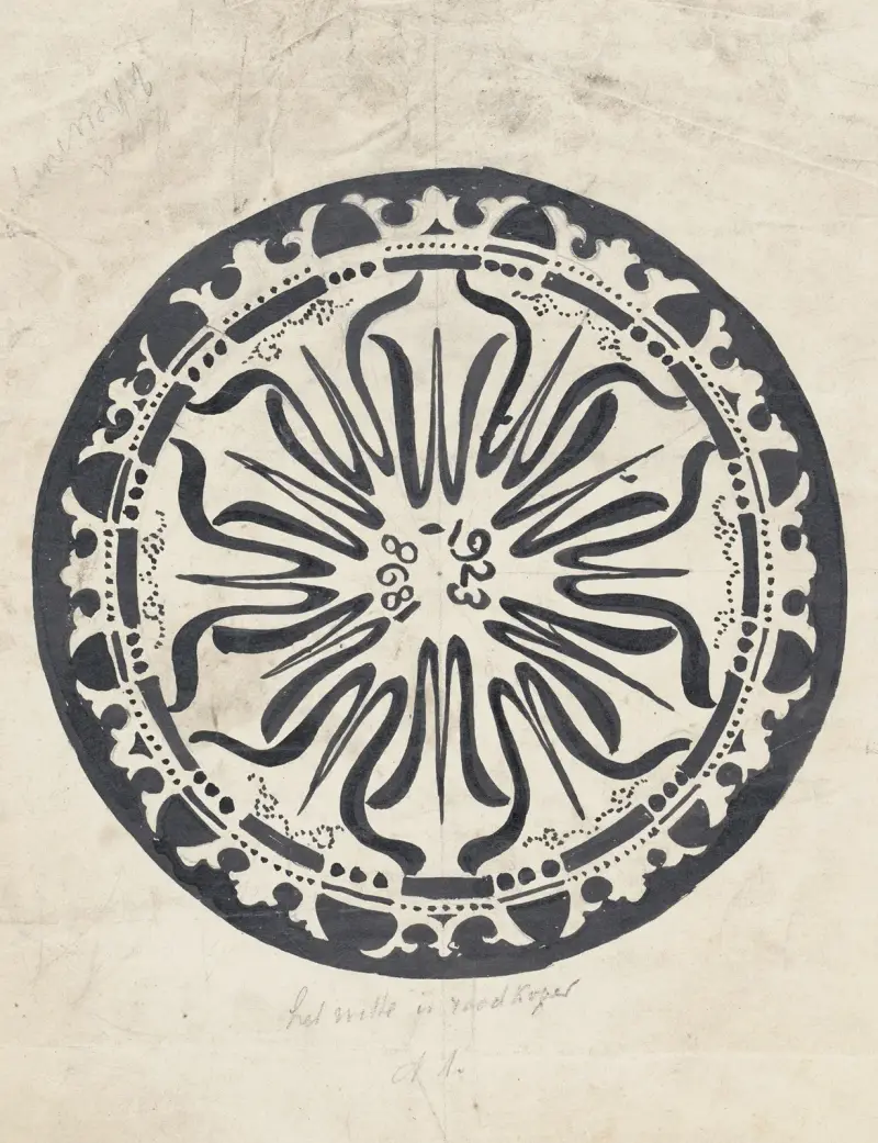 Entwurf für einen Teller anlässlich des silbernen Thronjubiläums von Königin Wilhelmina von Carel Adolph Lion Cachet