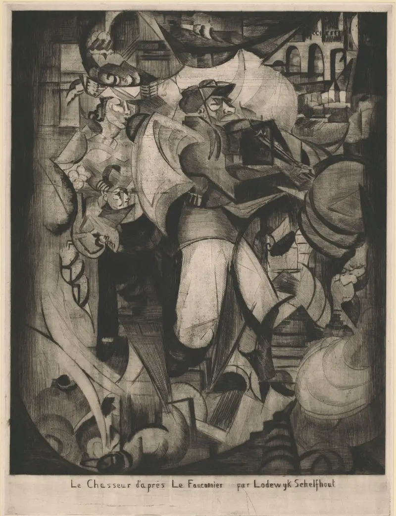 Le Chasseur, after Henri Victor Gabriel Le Fauconnier av Lodewijk Schelfhout