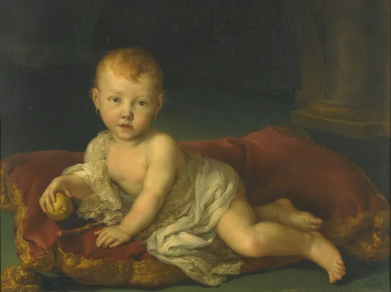 Porträtt av Isabel de Borbón, spansk infantinna (1821–1897) som spädbarn av Vicente López Portaña