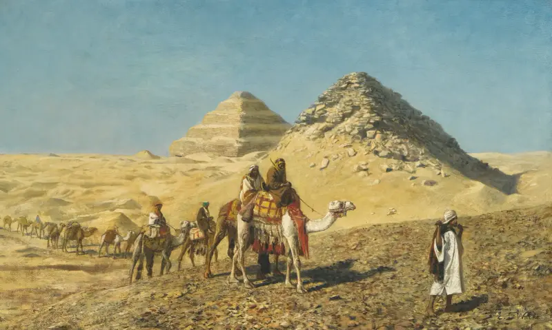 Camel Caravan Amid The Pyramids, Egypt av Edwin Lord Weeks