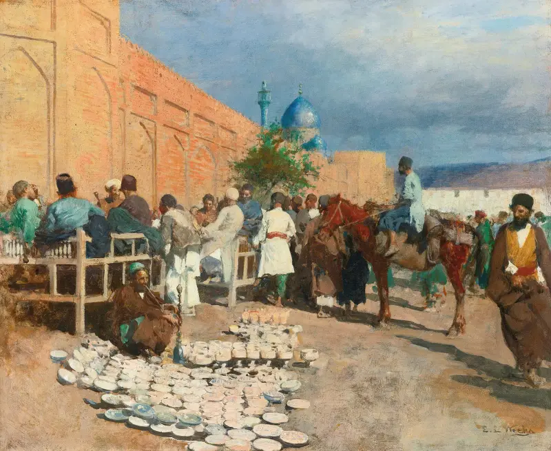 Persian café – the pottery seller av Edwin Lord Weeks