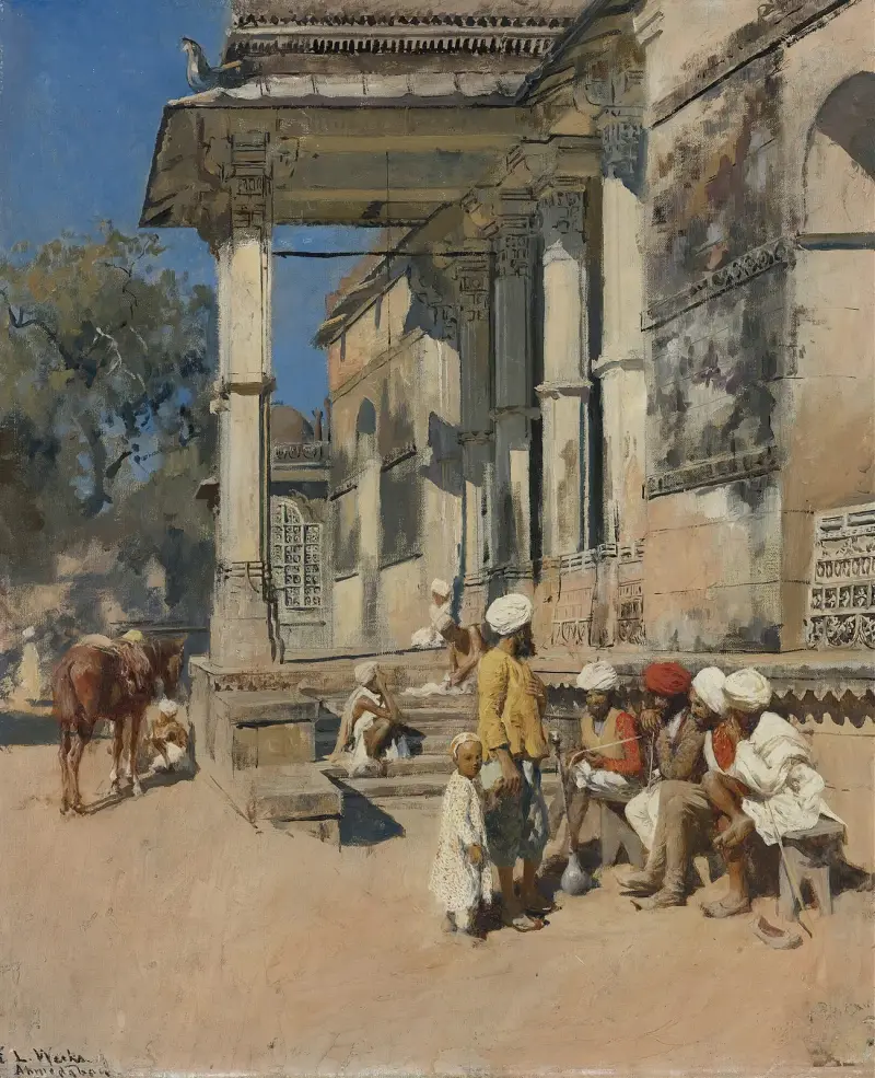 Portikus einer Moschee, Ahmedabad von Edwin Lord Weeks