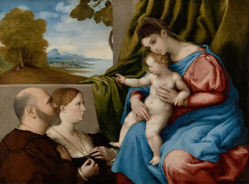 Madonnan med barnet och två donatorer av Lorenzo Lotto