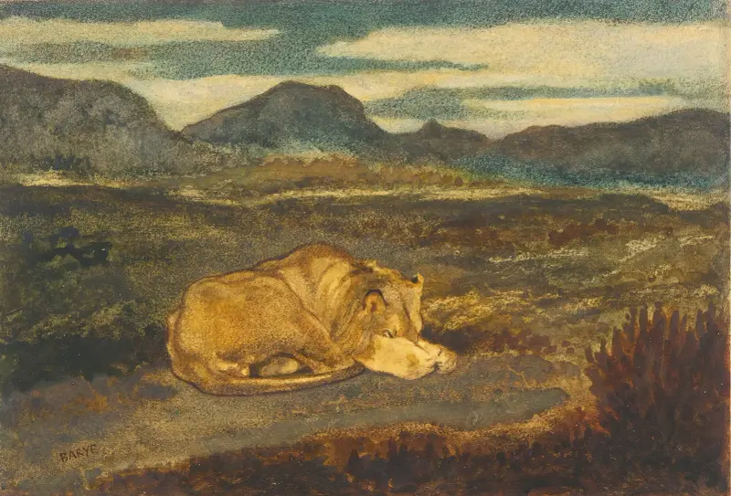 Lion Endormi av Antoine-Louis Barye