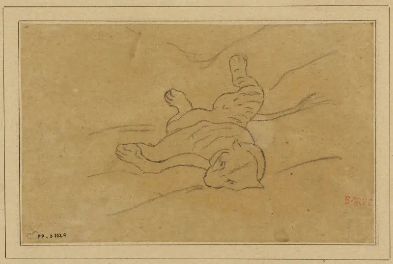 Panthère couchée de face av Antoine-Louis Barye