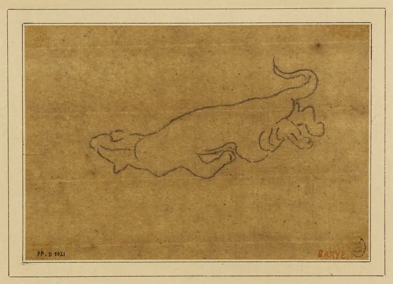 Panthère couchée av Antoine-Louis Barye