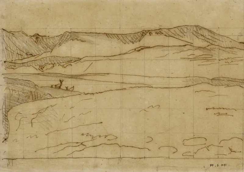 Orientaliskt bergslandskap av Antoine-Louis Barye