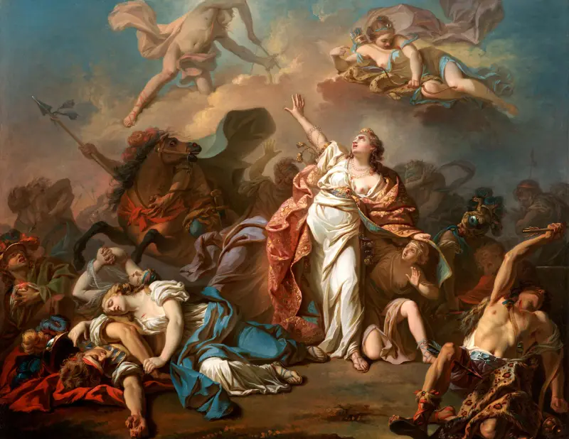 Apollo och Diana angriper Niobes barn av Jacques Louis David