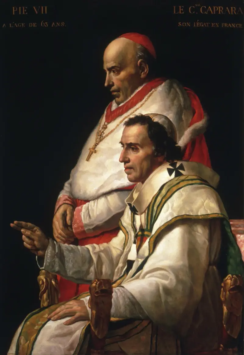 Porträtt av påven Pius VII och kardinal Caprara av Jacques Louis David