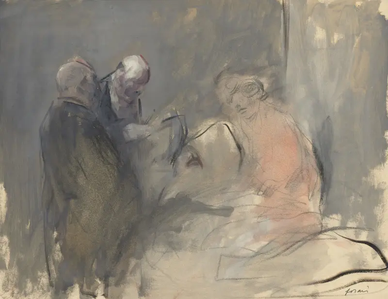 In the Hospital (fourth quarter 1800s or first third 1900s) av Jean-Louis Forain