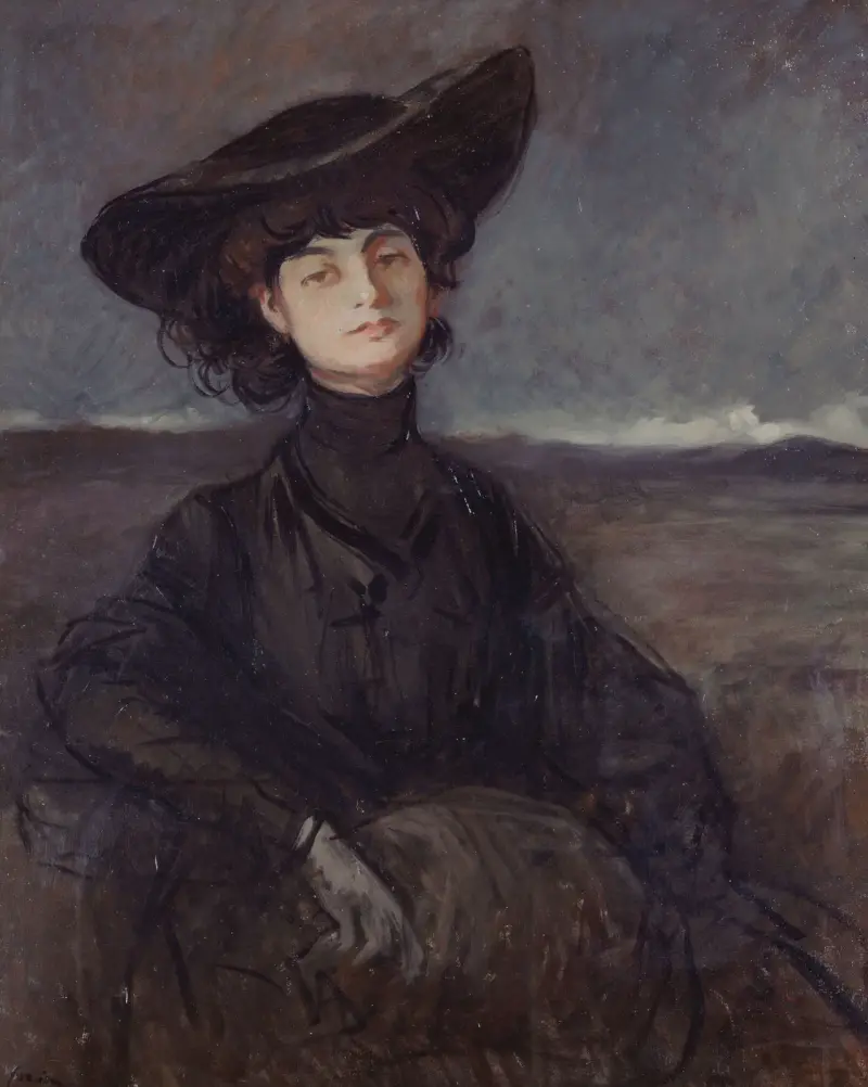 Porträtt av grevinnan Anna de Noailles, född Brancovan (1876–1933), poet av Jean-Louis Forain