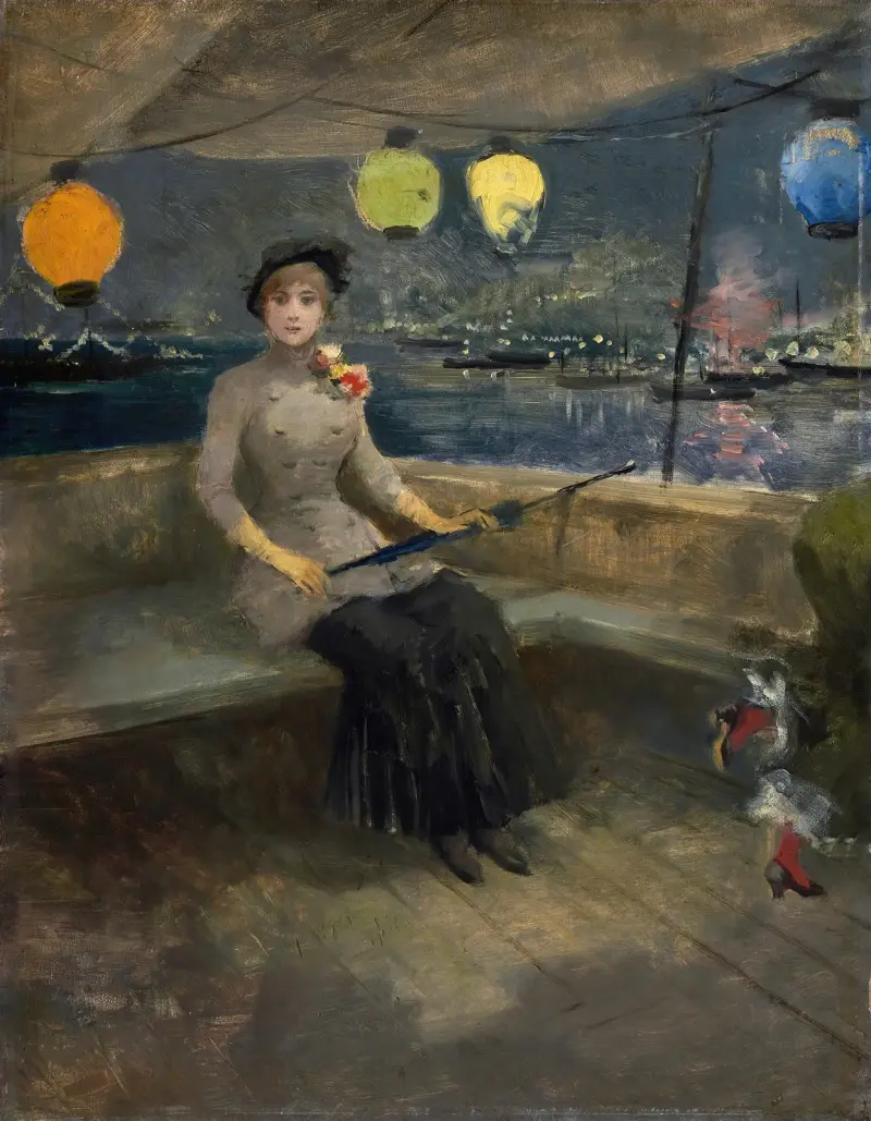 Kvinna på en yacht av Jean-Louis Forain