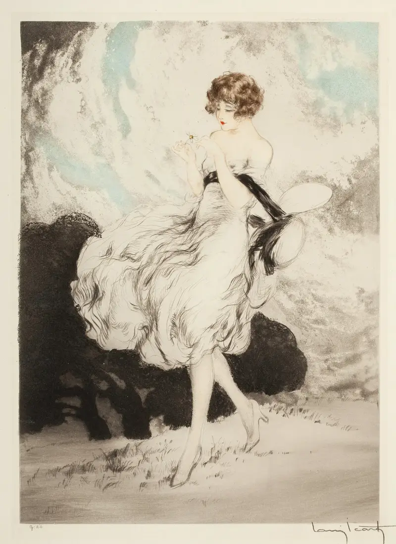Dame mit Gänseblümchen von Louis Icart