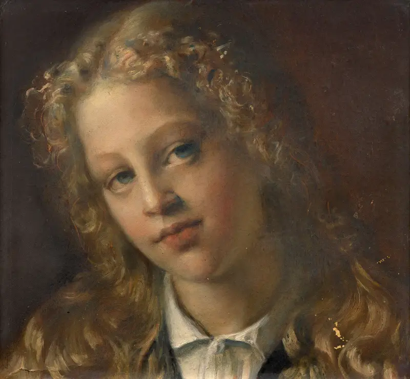 Porträtt av en ung blond flicka av Louis Janmot