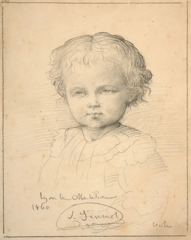 Porträtt av Cécile, konstnärens dotter, 3 år gammal av Louis Janmot