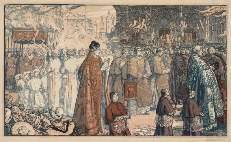 Die Fronleichnamsprozession in Nantes von Auguste Louis Lepère