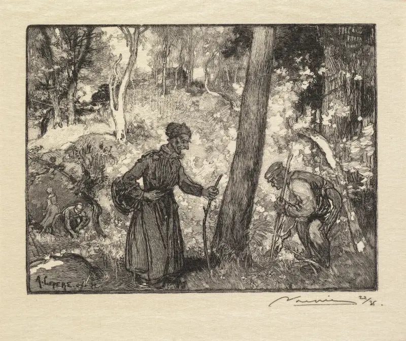 Svampplockare vid Rocher Bernard av Auguste Louis Lepère