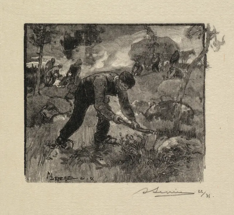 Heidekraut pflücken von Auguste Louis Lepère